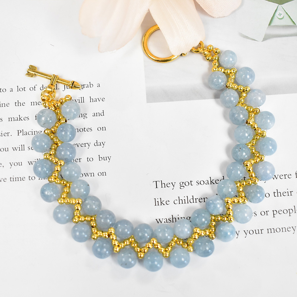 Браслет из бисера с драгоценными камнями и застежкой-тоггл-6