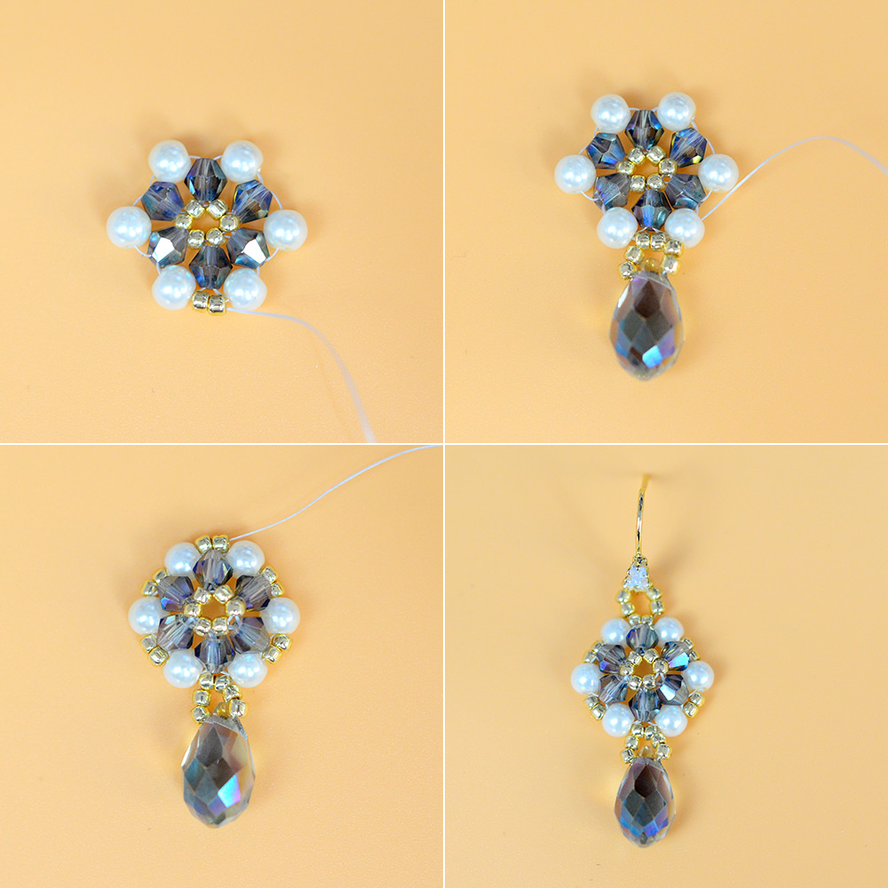 Серьги из стеклянных бусин с каплей-4