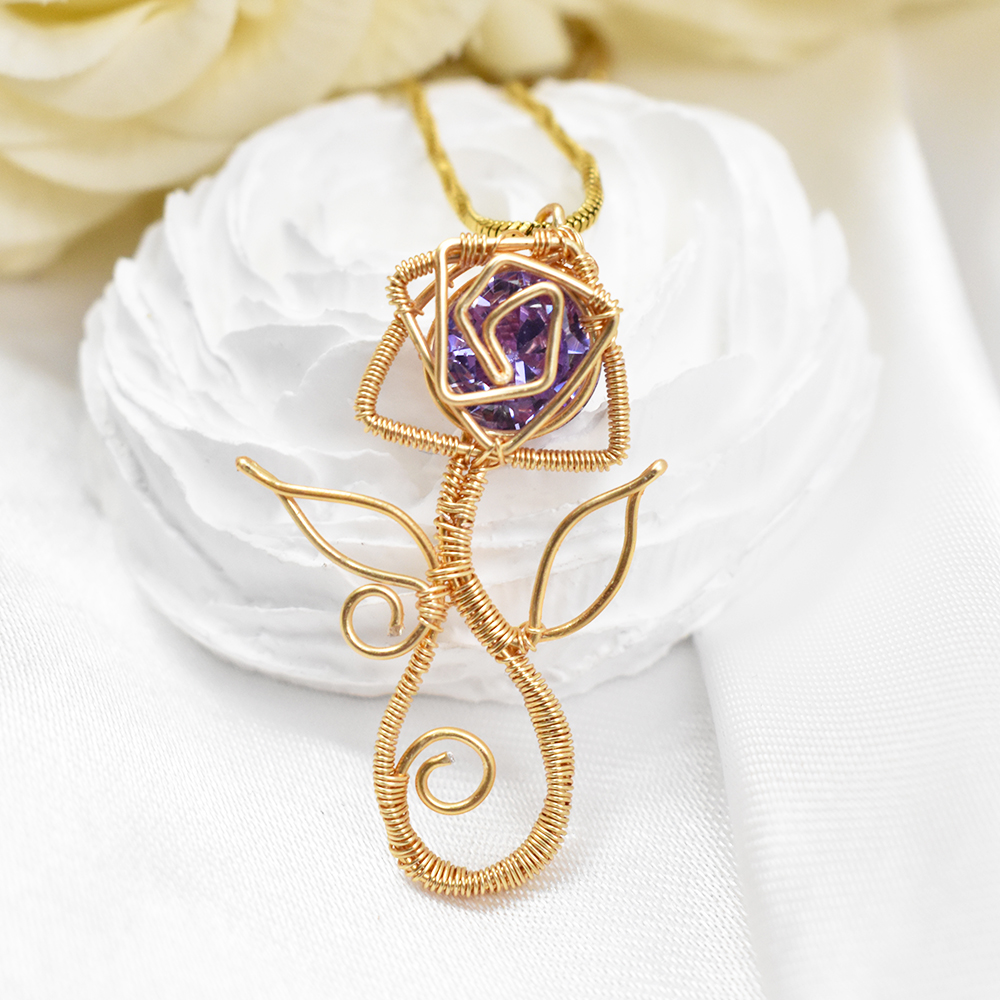 Wire Wrapping Rose Necklace | Pandahall Inspiration Projects