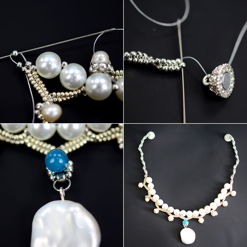 PandaHall Selected мастер-класс по изготовлению элегантного колье-подвески из жемчуга и бисера-7