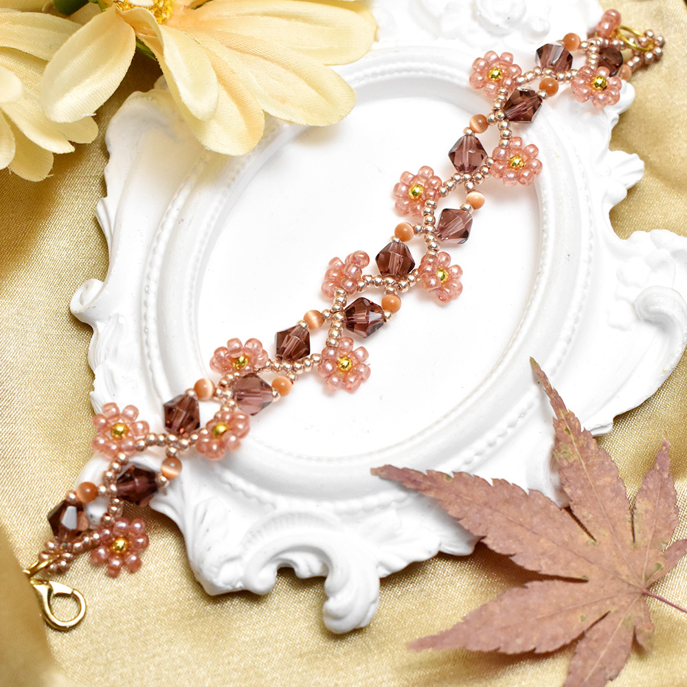 Старинный стеклянный браслет с цветочным узором-6