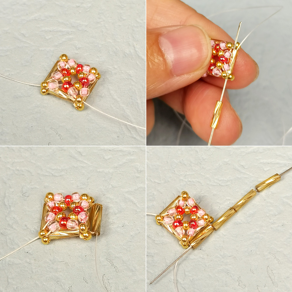 Браслет в винтажном стиле с квадратными бусинами-5