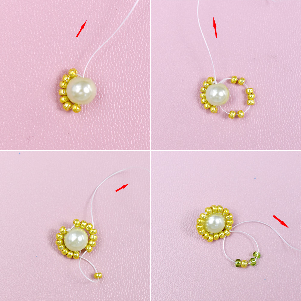 Весенний браслет из бисера с бисером и жемчугом-3