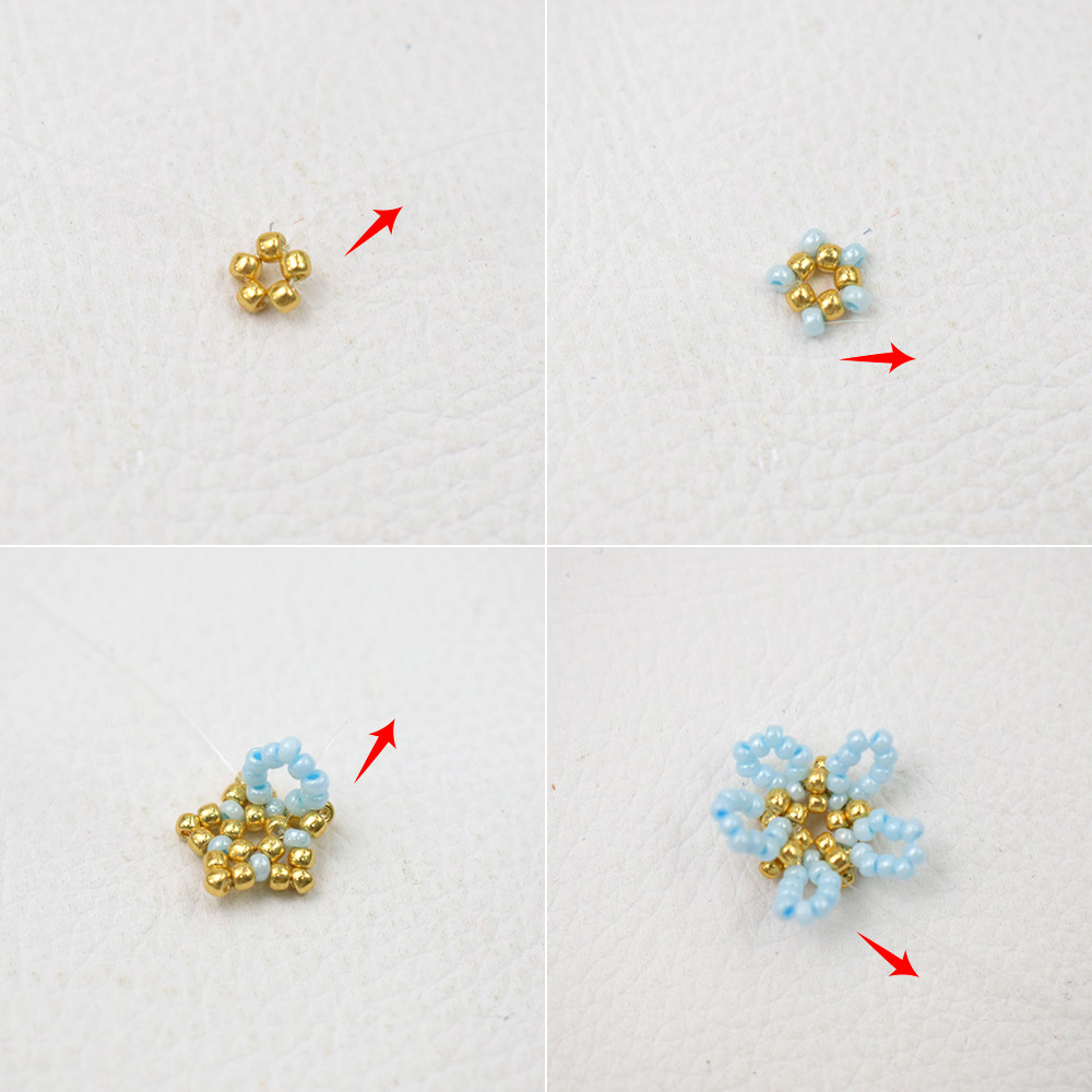 Ожерелье из голубых цветочных семян и жемчуга-3