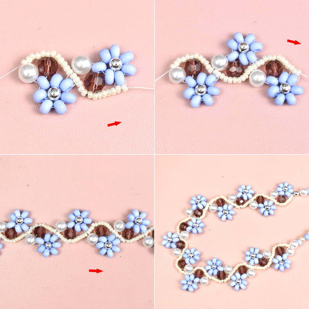 Голубое ожерелье из жемчуга в свежем стиле-4