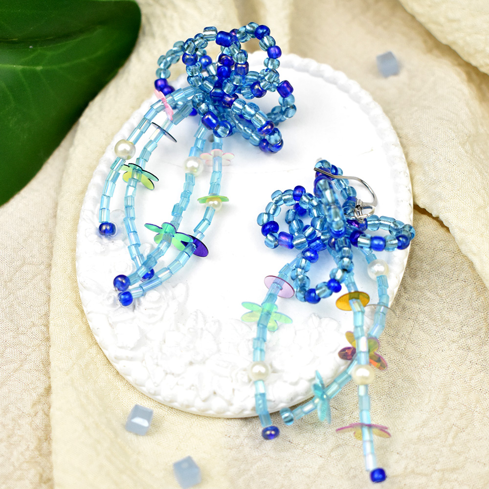 Серьги-медузы с блестками-1