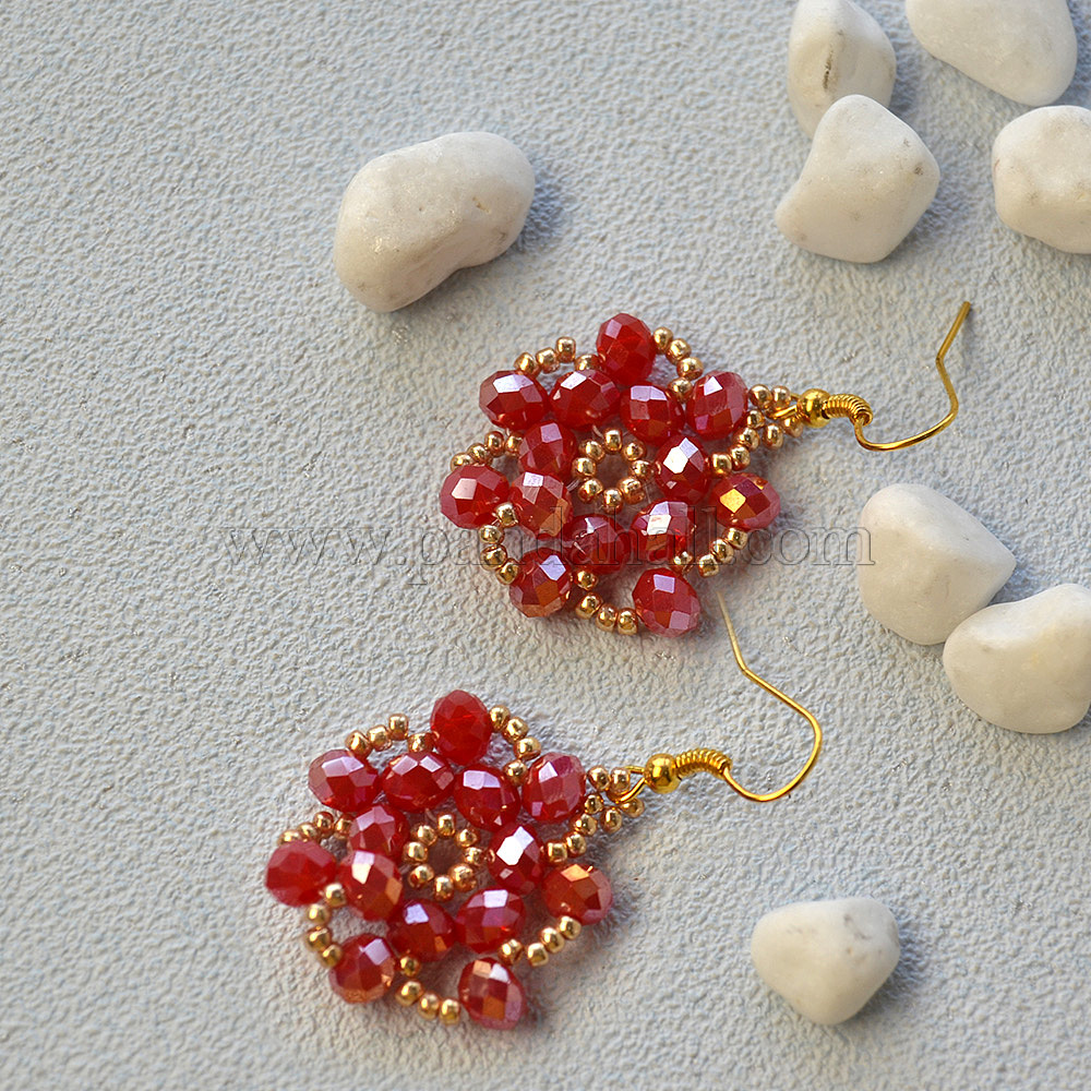 Electroplate Glass Beads Flower Stitch Earrings | Pandahall Inspiration ...