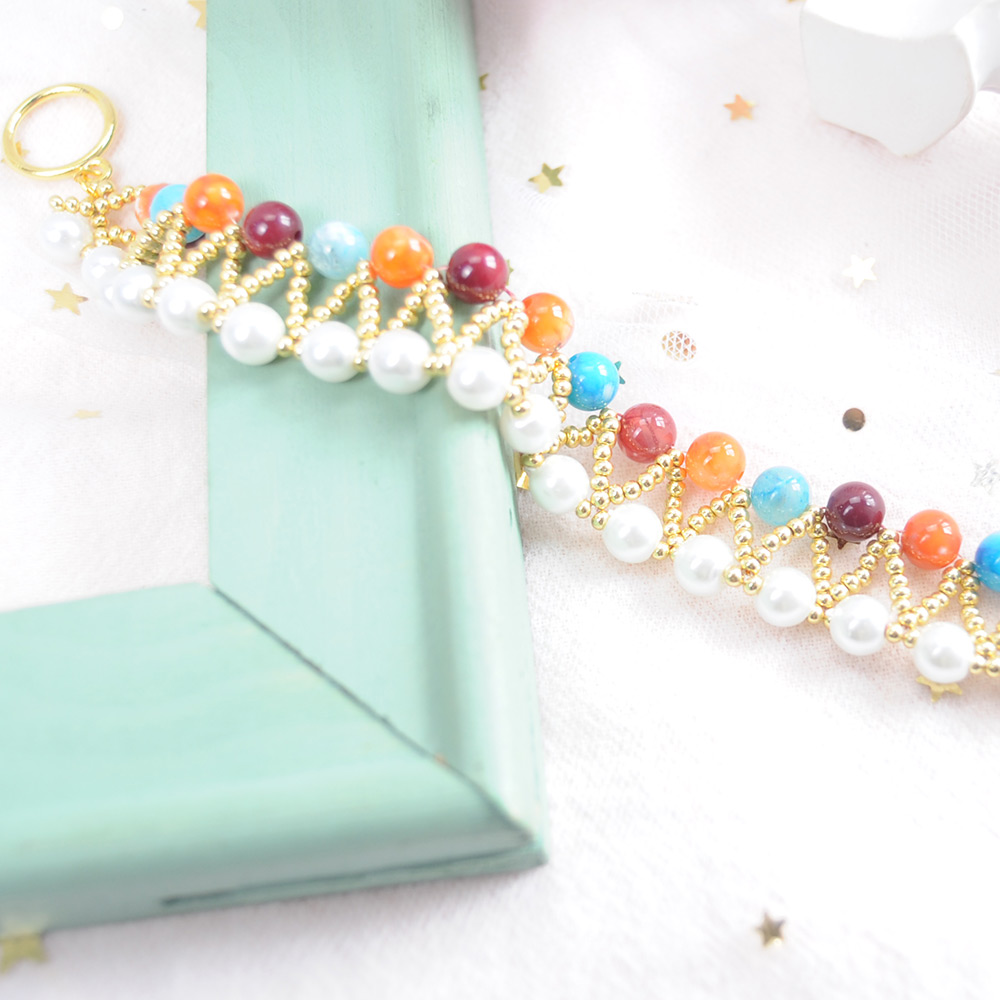 Красочный браслет из бисера с застежкой-тоггл-7