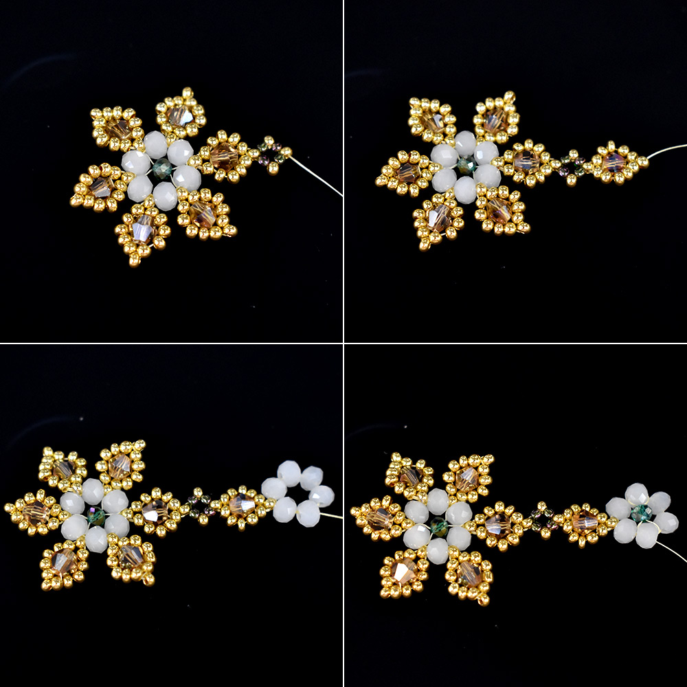 Браслет из стеклянных бусин в форме цветка-5