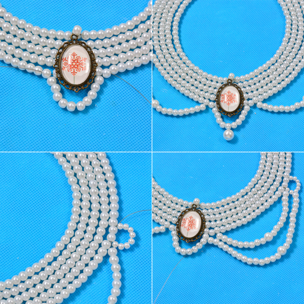 Колье-чокер с многониточным жемчугом-5