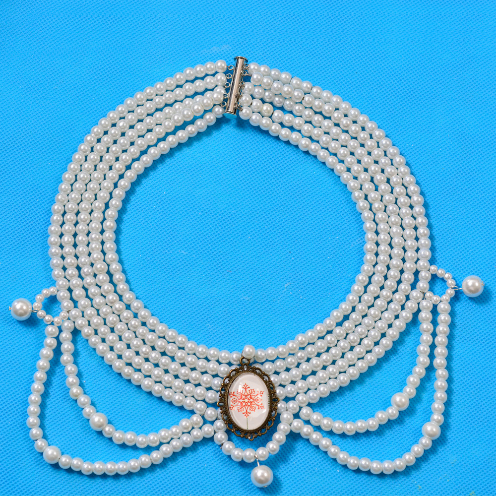 Колье-чокер с многониточным жемчугом-7