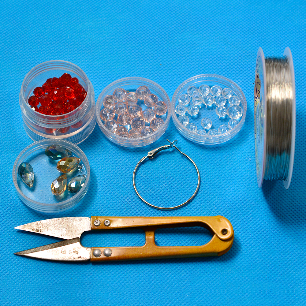 Серьги-кольца с хрустальными бусинами-2