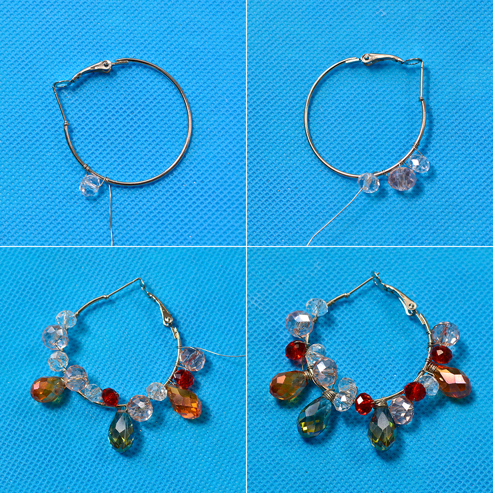 Серьги-кольца с хрустальными бусинами-3