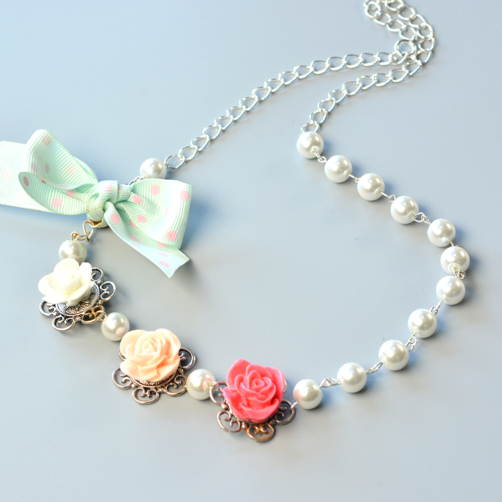 Blume Perle Perlen Halskette