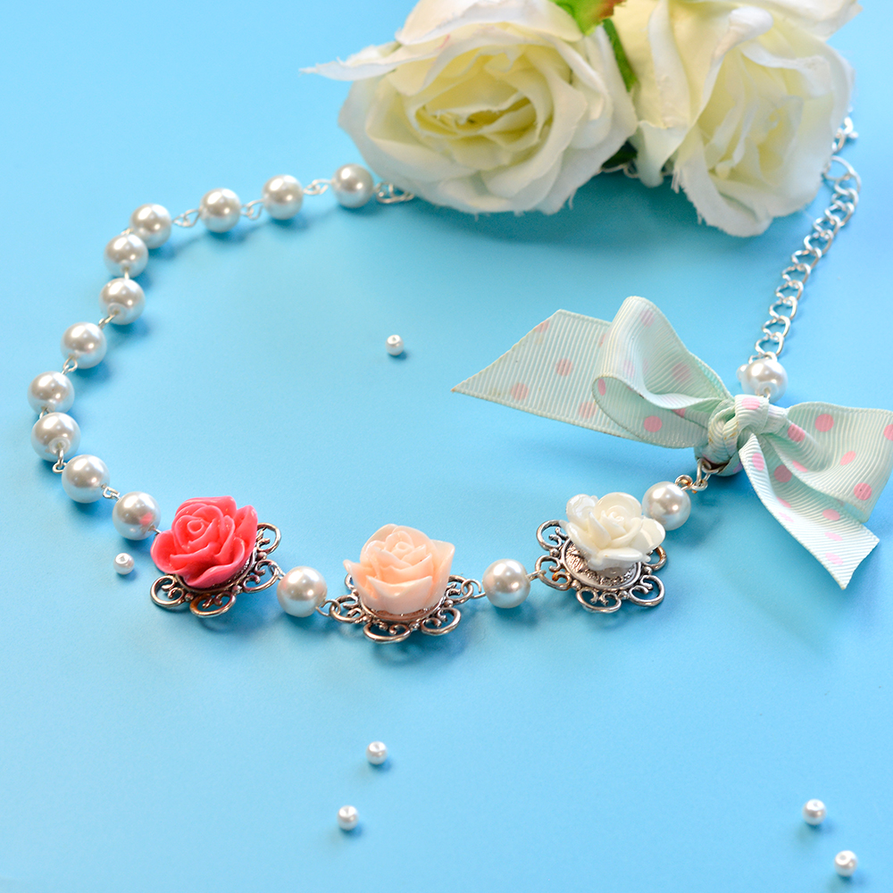 Blume Perle Perlen Halskette