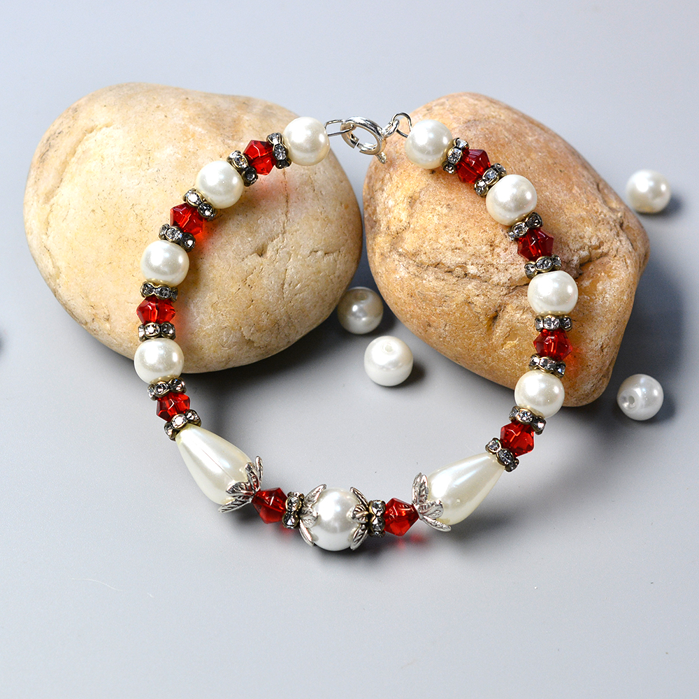 Простой браслет с жемчужным цветком-5