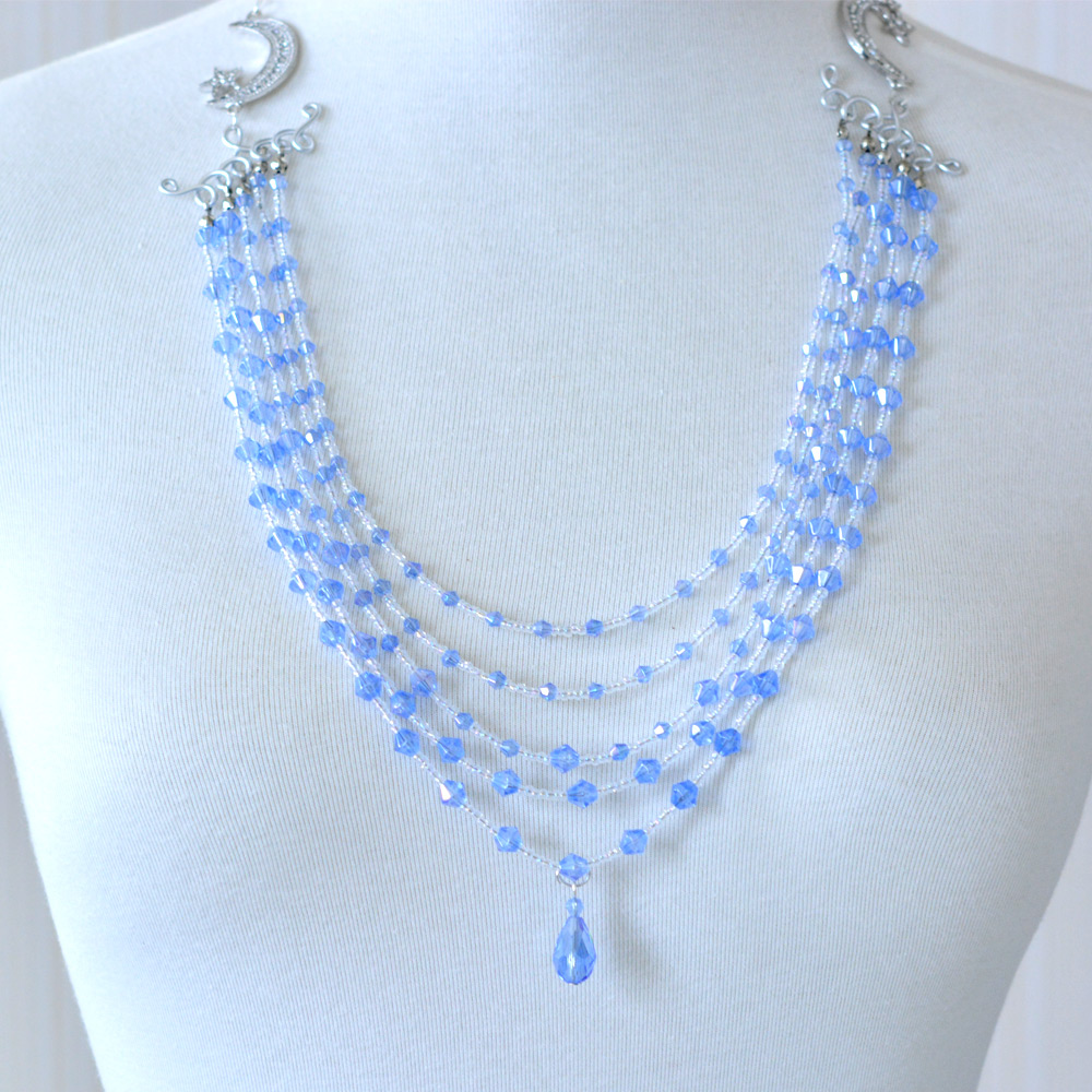 Многониточное колье из стеклянных бусин-1