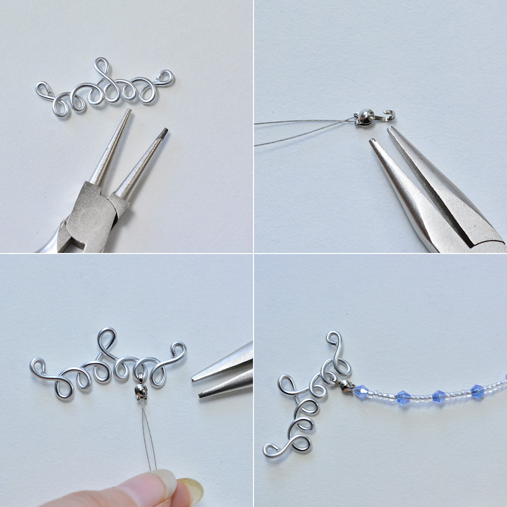 Многониточное колье из стеклянных бусин-3