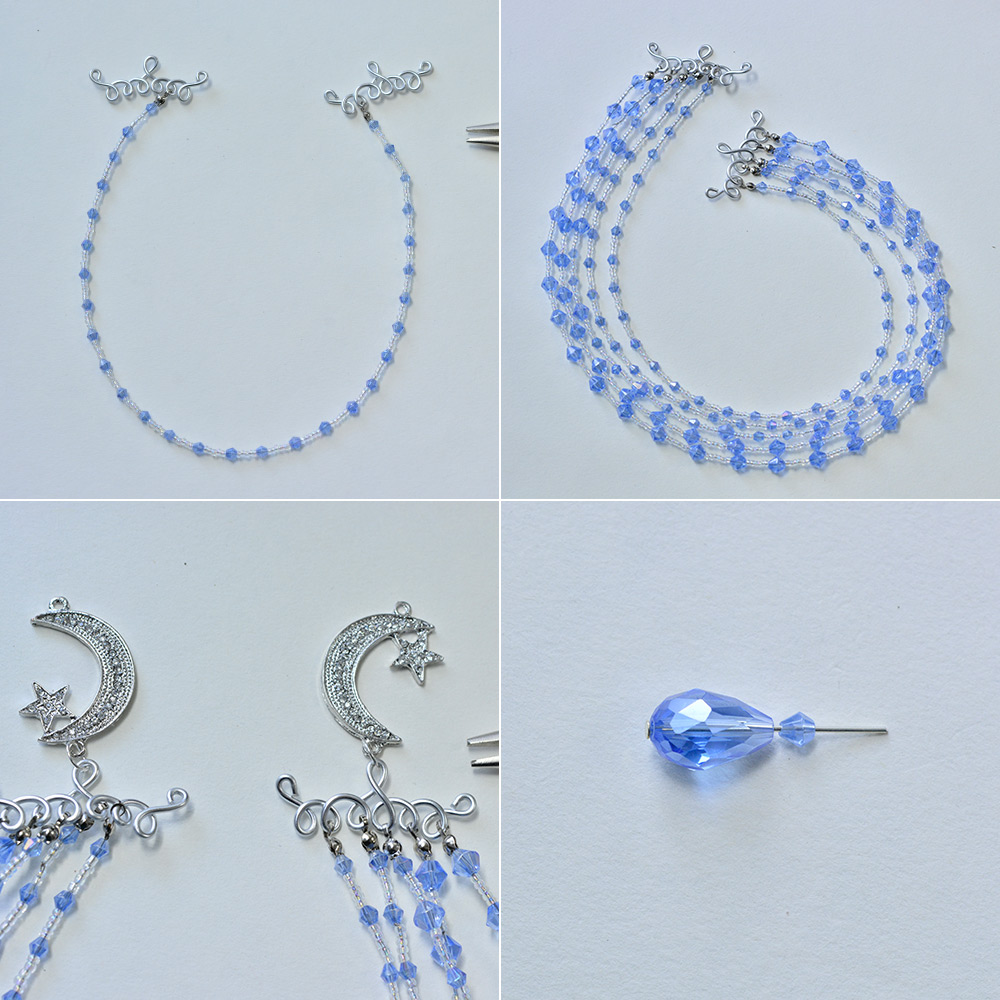 Многониточное колье из стеклянных бусин-4