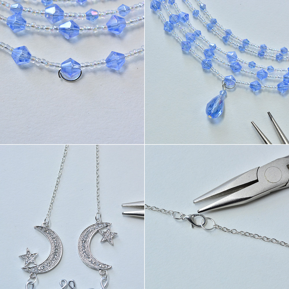 Многониточное колье из стеклянных бусин-5