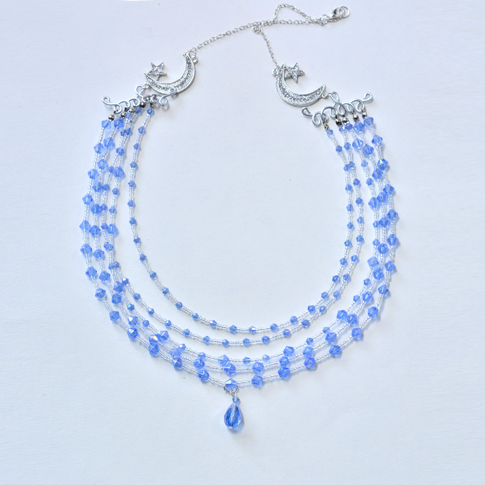 Многониточное колье из стеклянных бусин-6