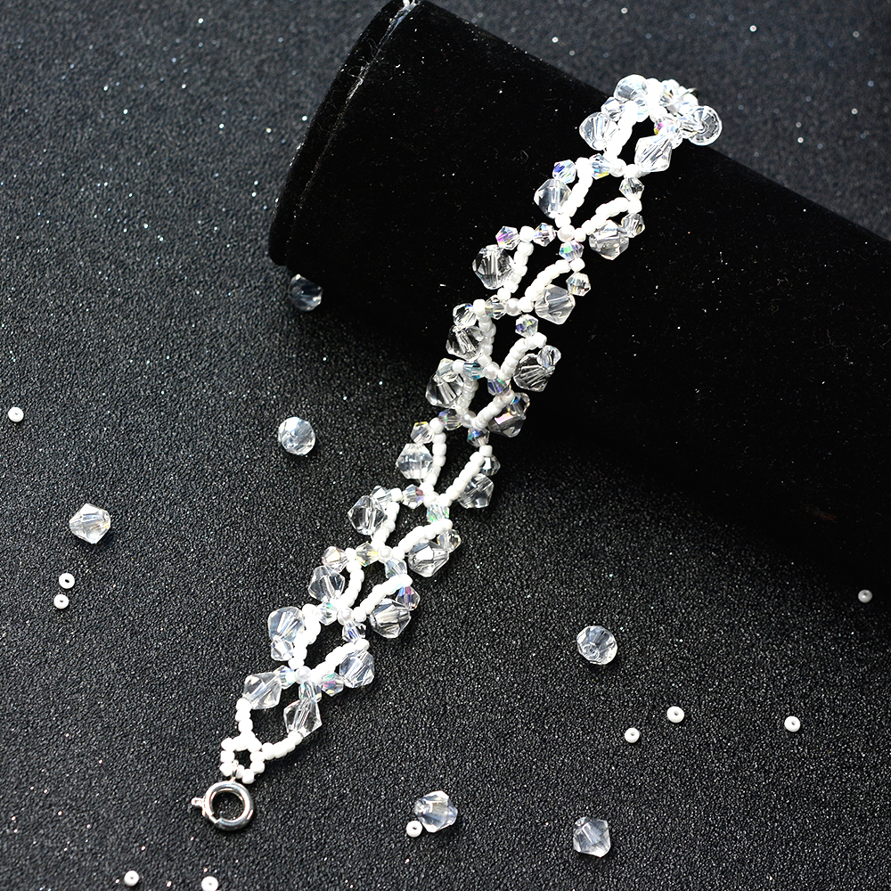 Блестящий браслет из стеклянных бусин с бисером-1