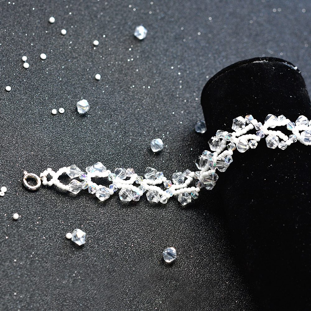 Блестящий браслет из стеклянных бусин с бисером-6