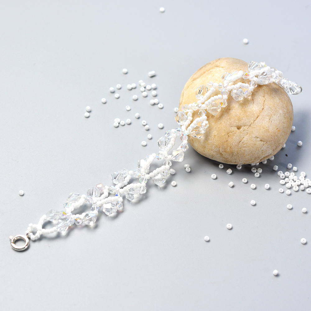 Блестящий браслет из стеклянных бусин с бисером-7