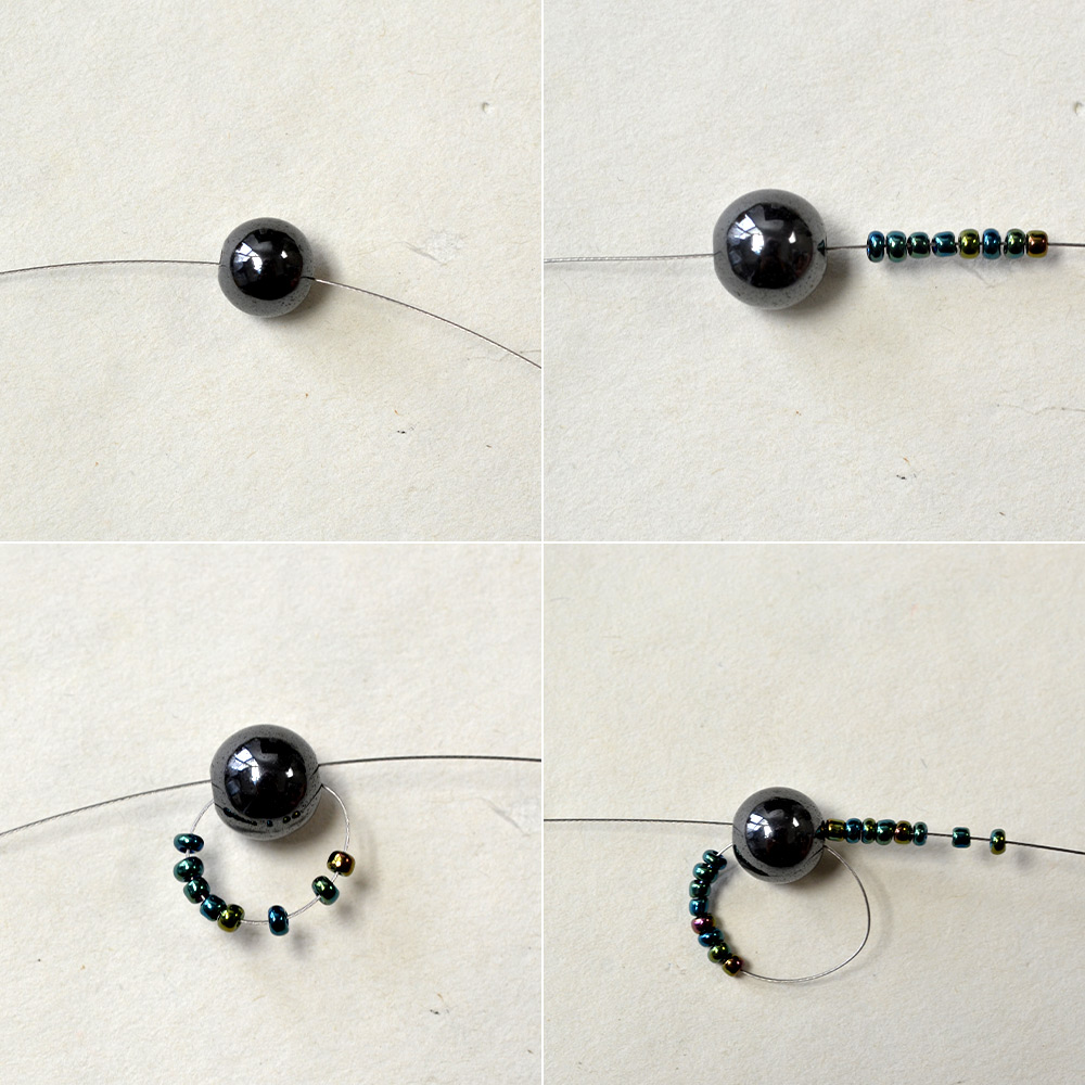 Браслет с зелеными стеклянными бусинами-3