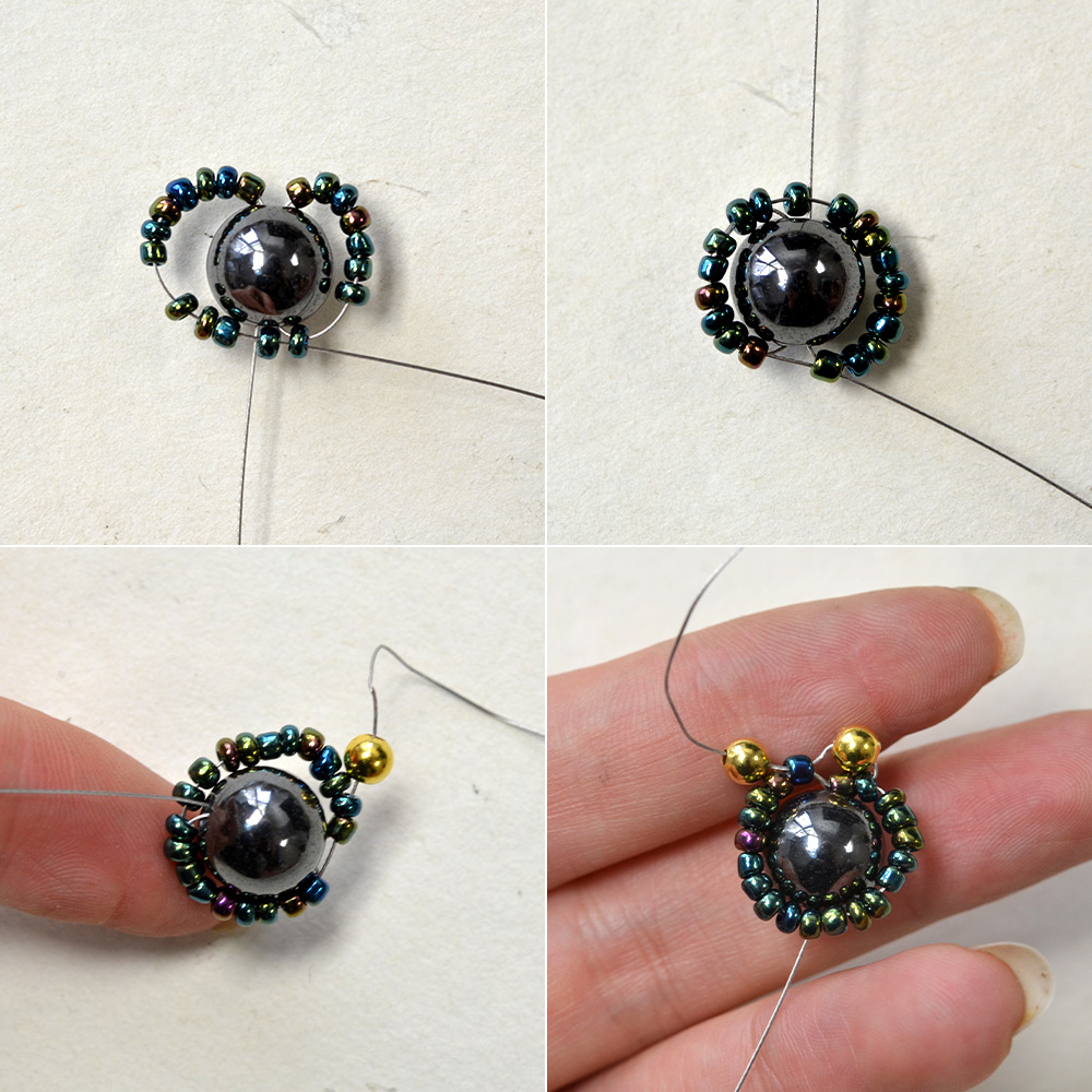 Браслет с зелеными стеклянными бусинами-4