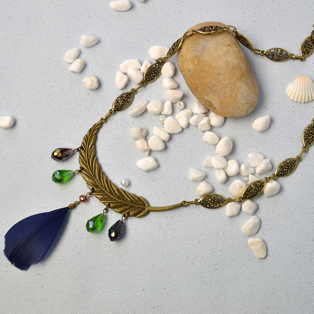 Оригинальное тибетское перо подвеска ожерелье-5