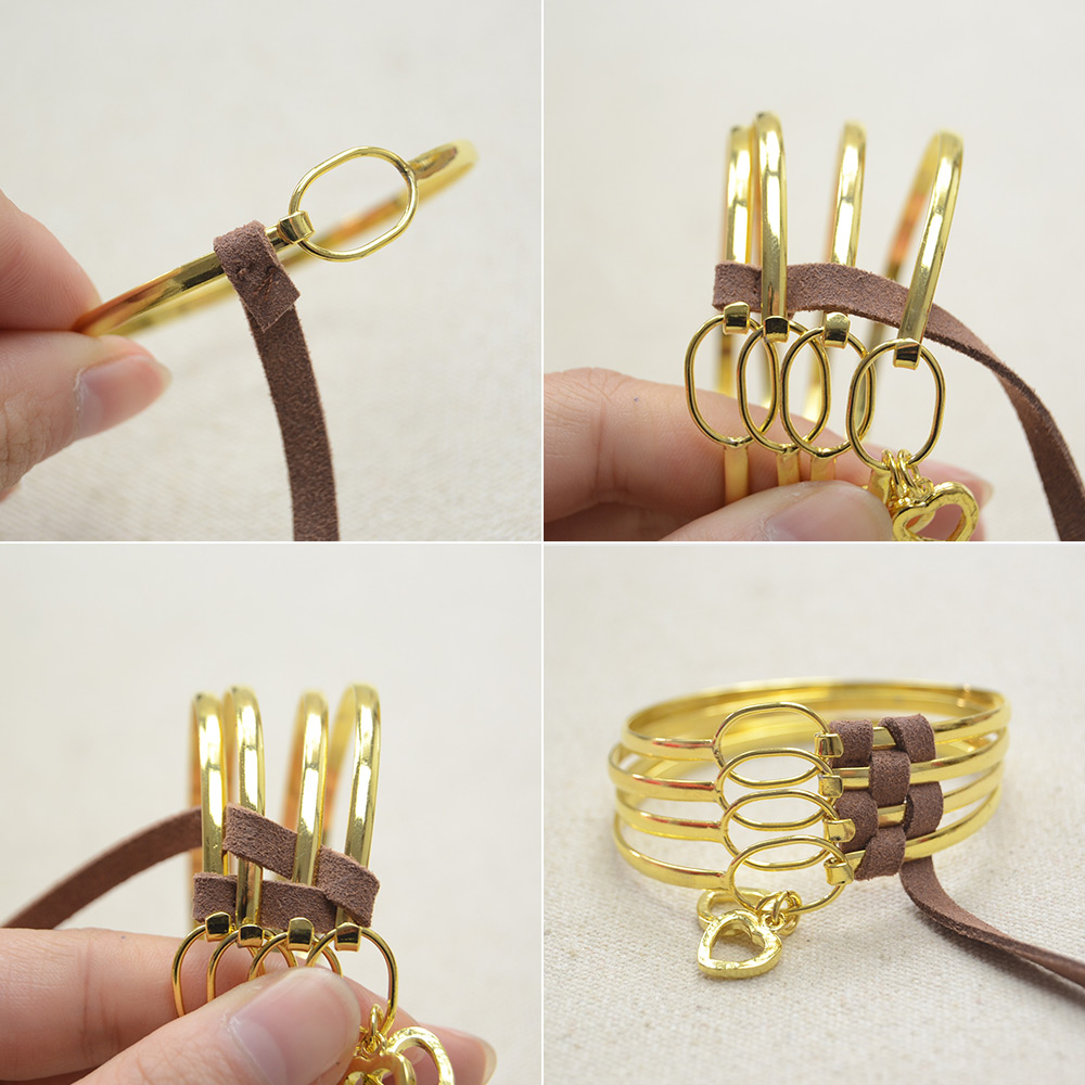 Широкий браслет из замшевого шнура-3