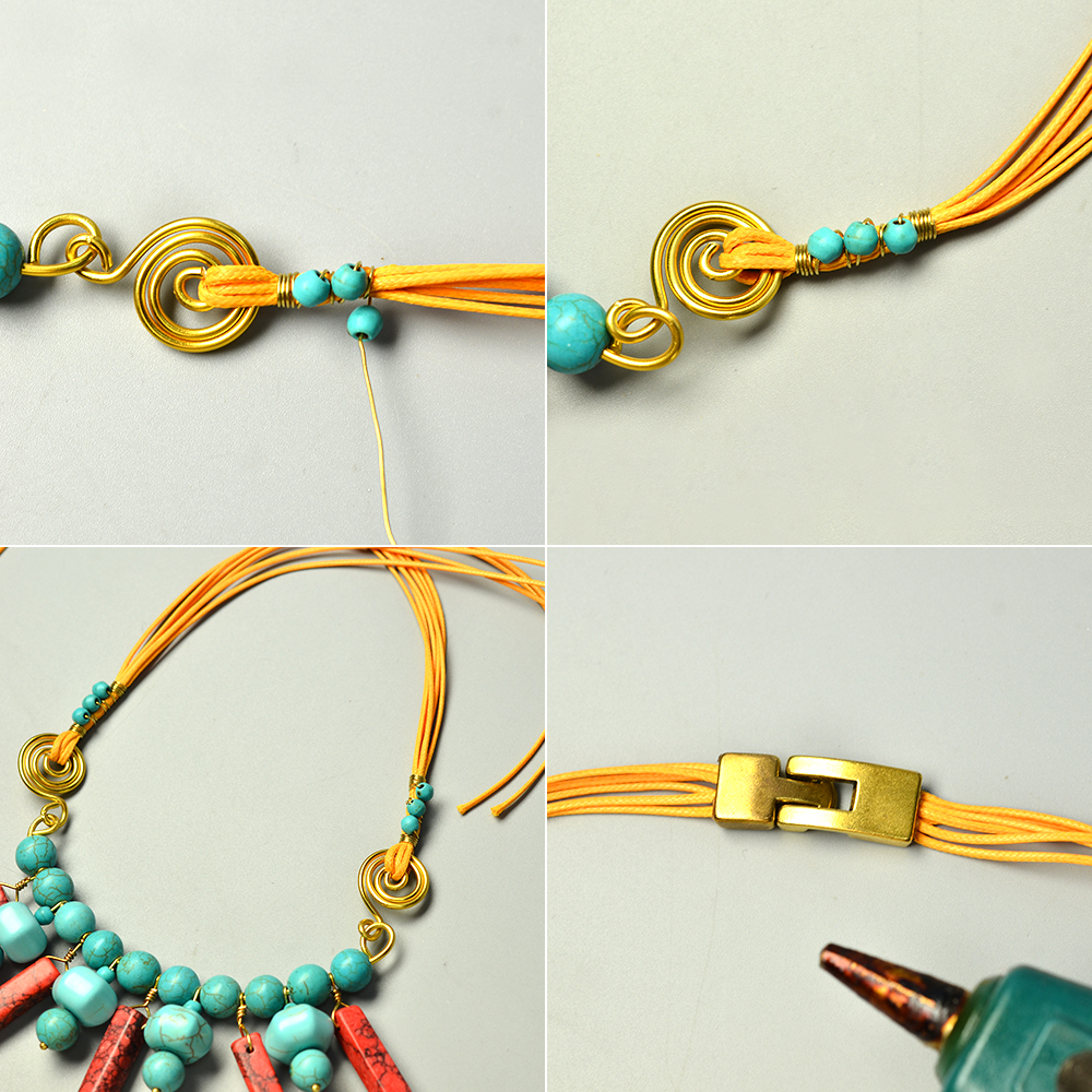 Ожерелье с подвеской из бирюзы и драгоценных камней-5