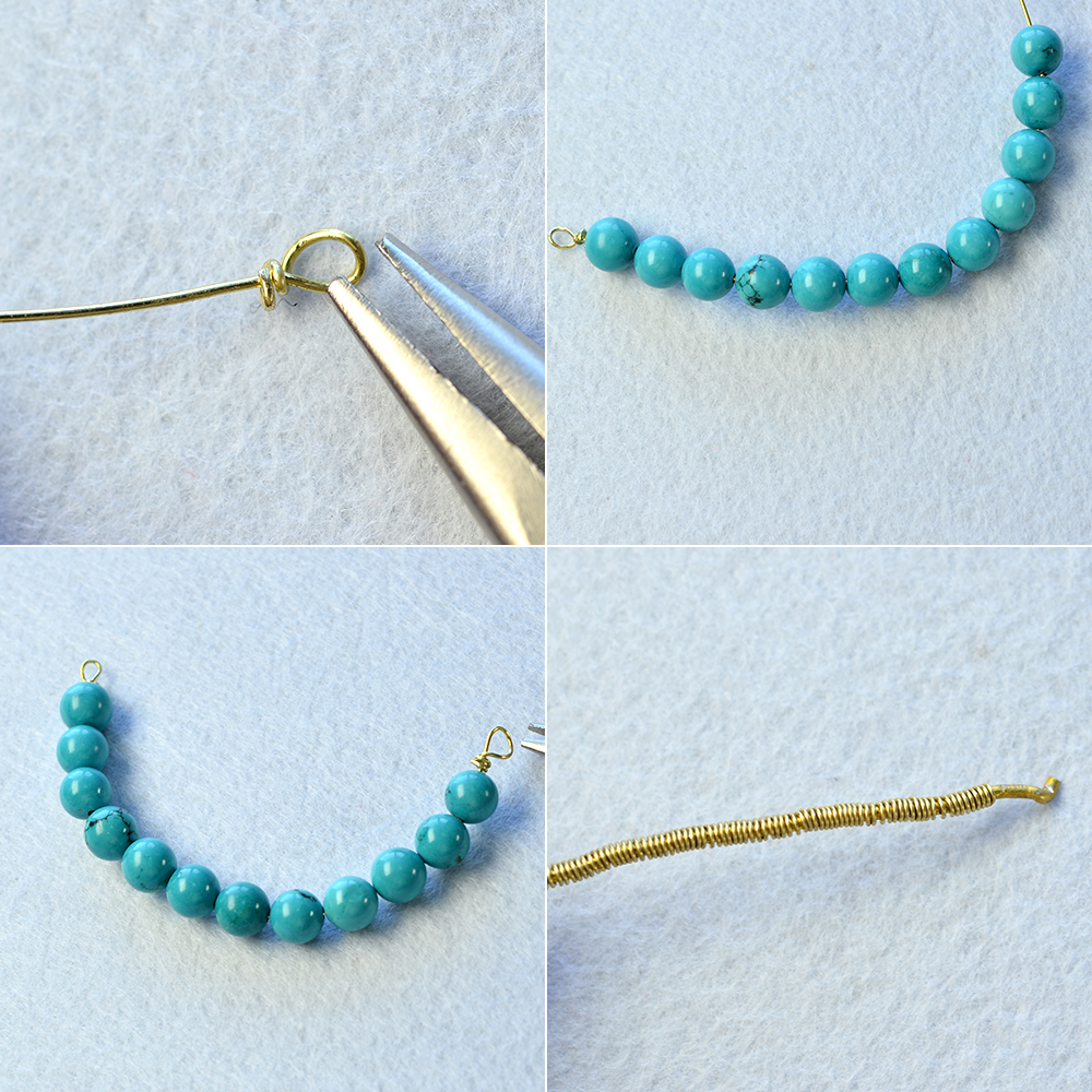 Браслет с проволокой и бирюзой-3