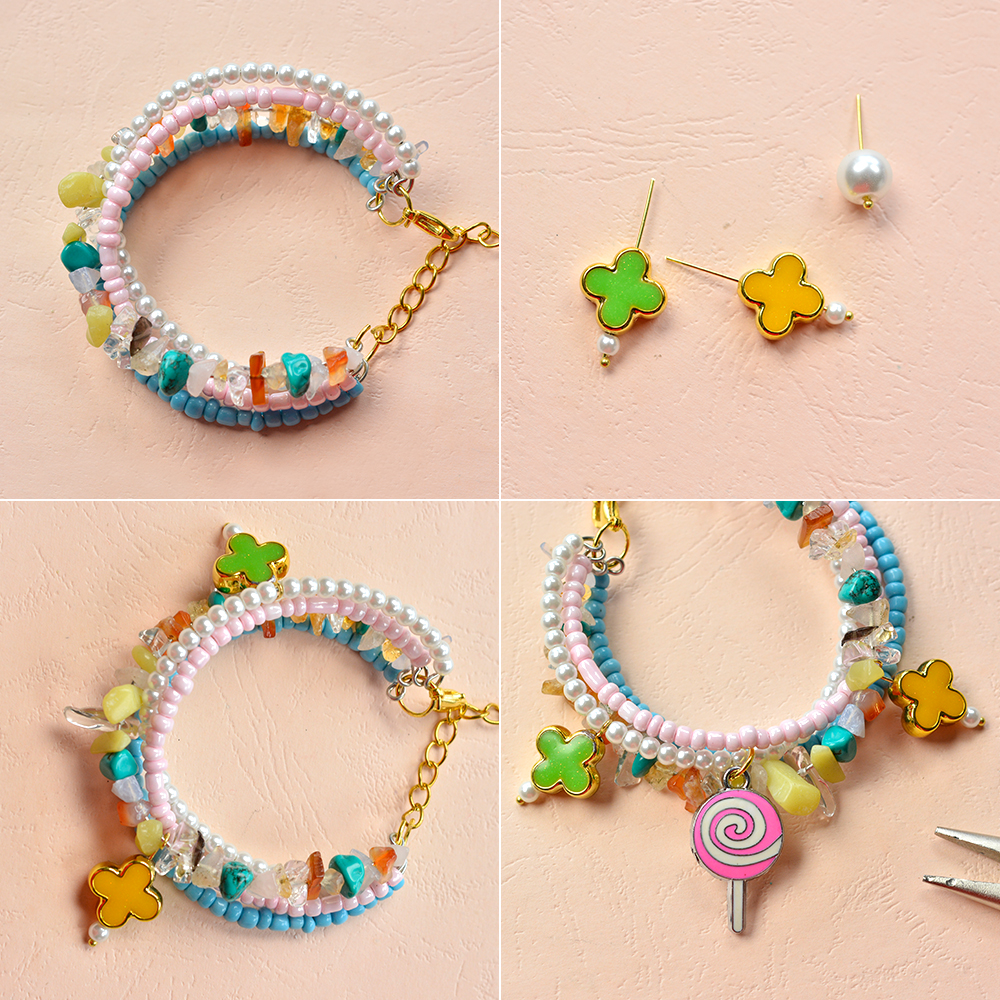 Многожильный браслет с подвесками-4