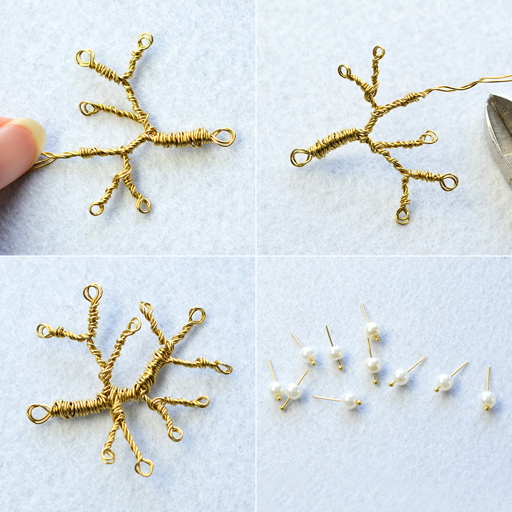 Ожерелье в форме дерева из жемчужных бусин с подвеской из драгоценных камней-4