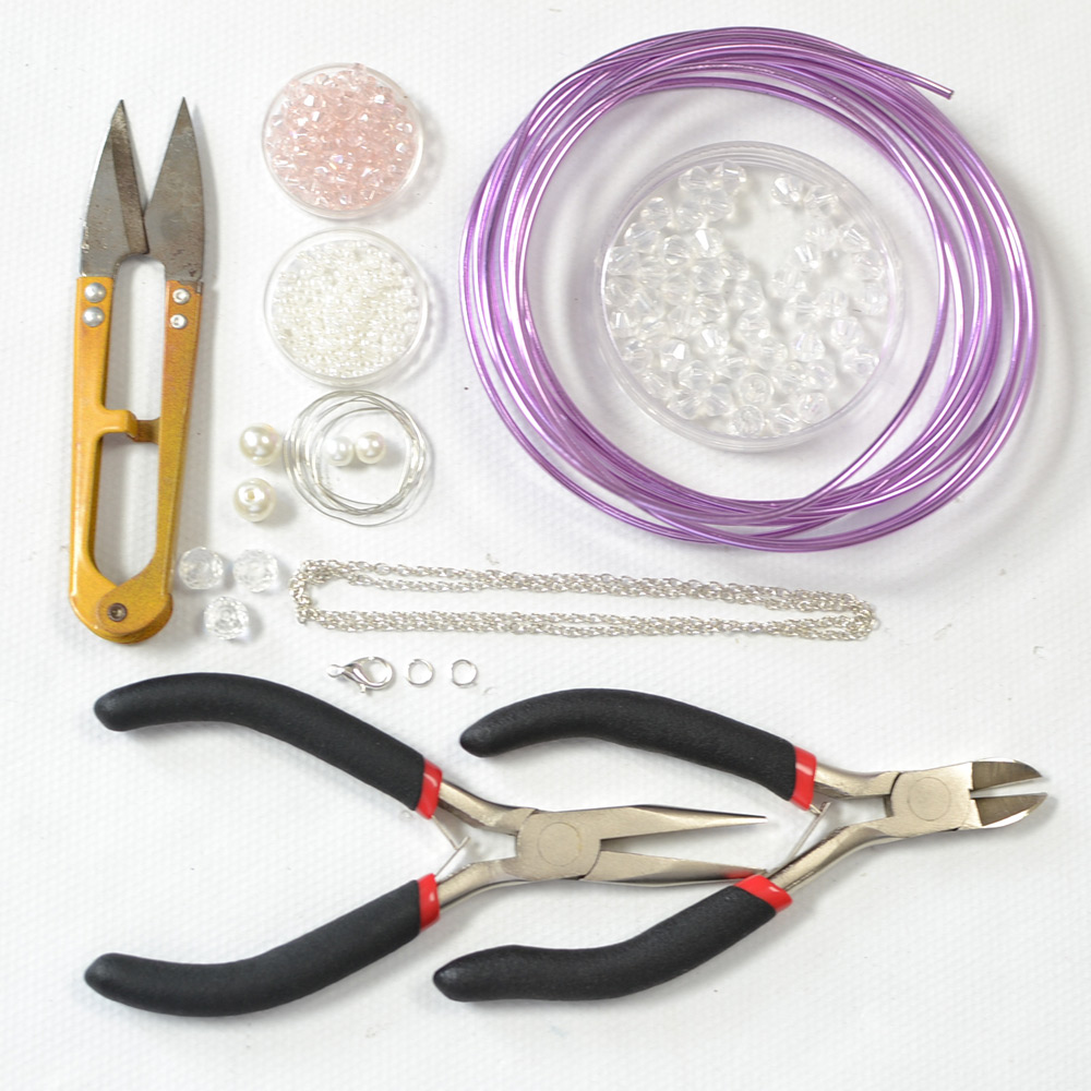 Фиолетовое ожерелье с подвеской в форме сердца из проволоки-2