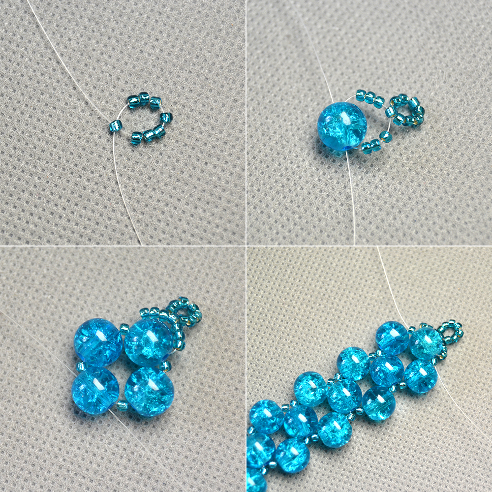 Браслет из стеклянных бусин с синим кракелем-3