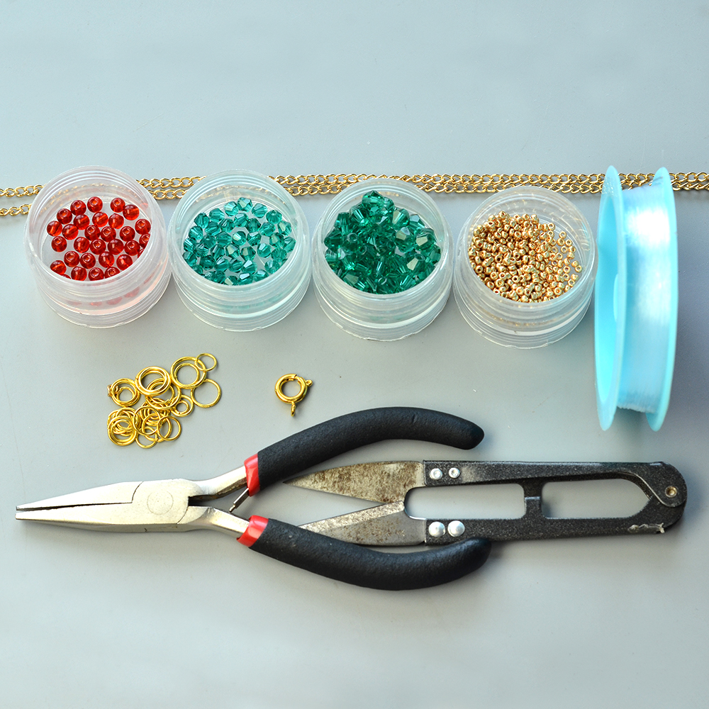 Ожерелье с подвеской в виде цветка из стеклянных бусин-2