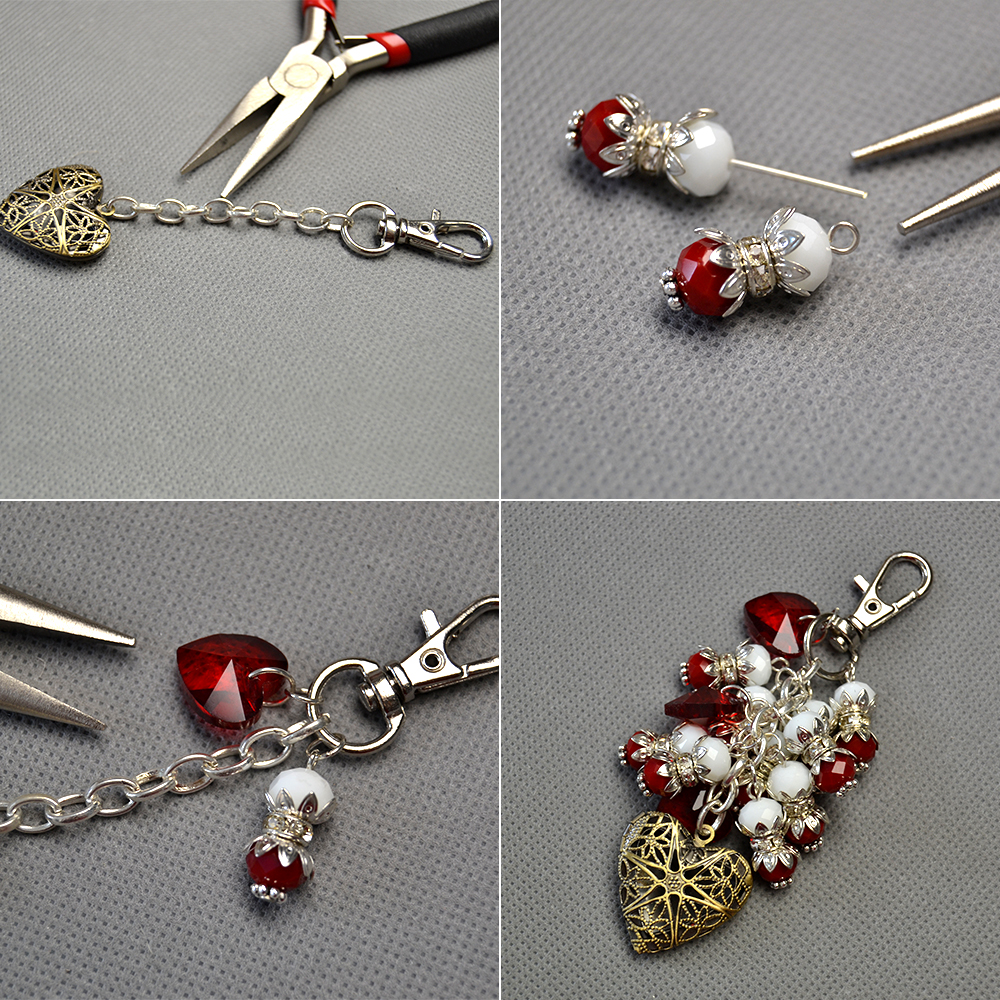 Брелок-подвеска с полым медальоном в форме сердца-3