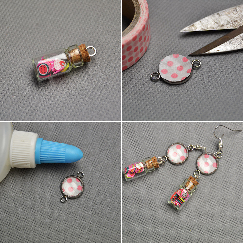 Серьги-подвески в виде стеклянных бутылок-3