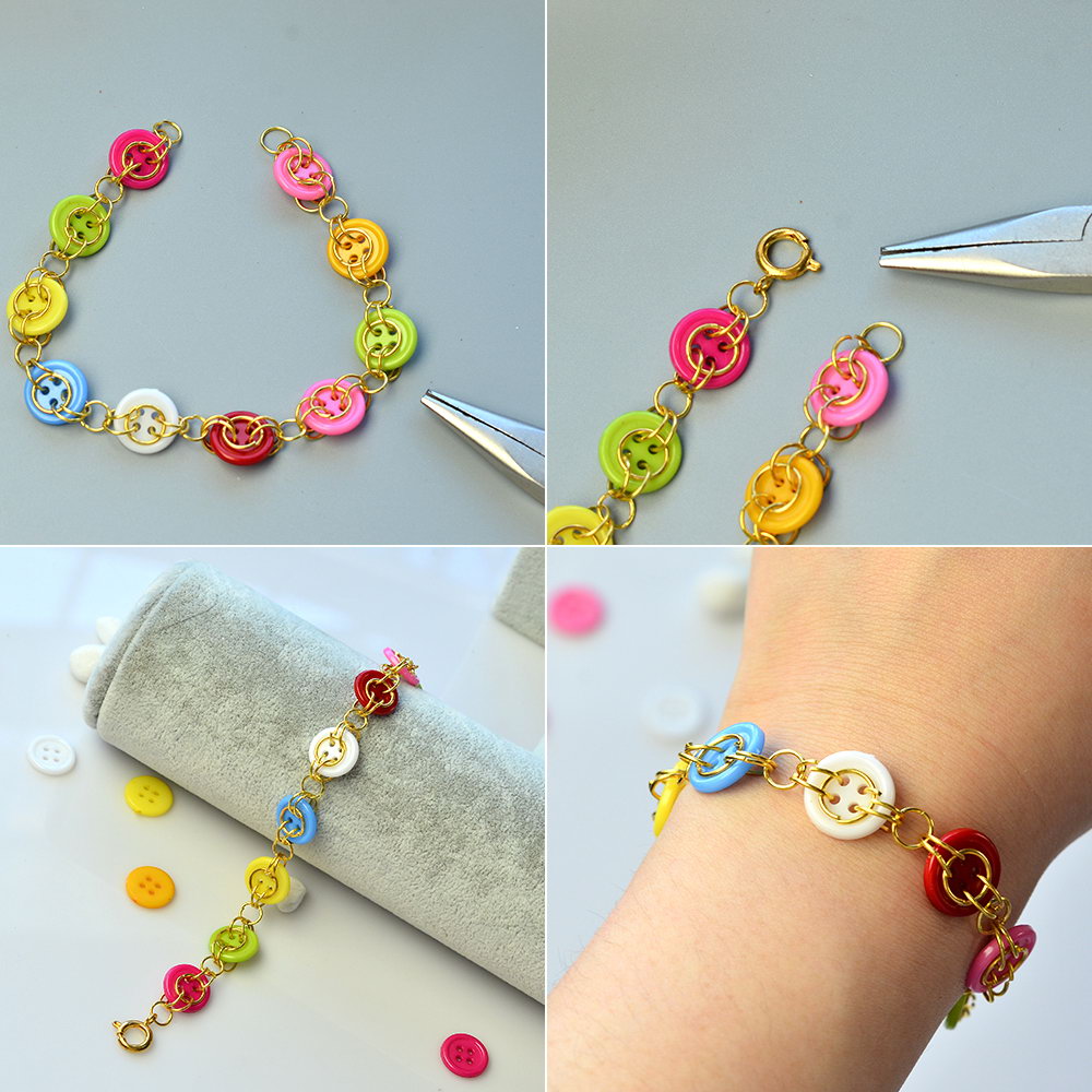 Armband mit Acrylknöpfen und Biegeringen