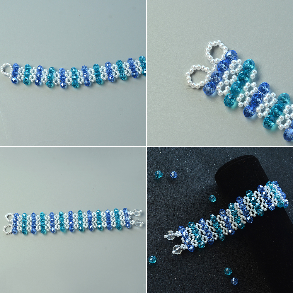 Браслет из хрустальных бусин с акриловыми бусинами из искусственного жемчуга-5