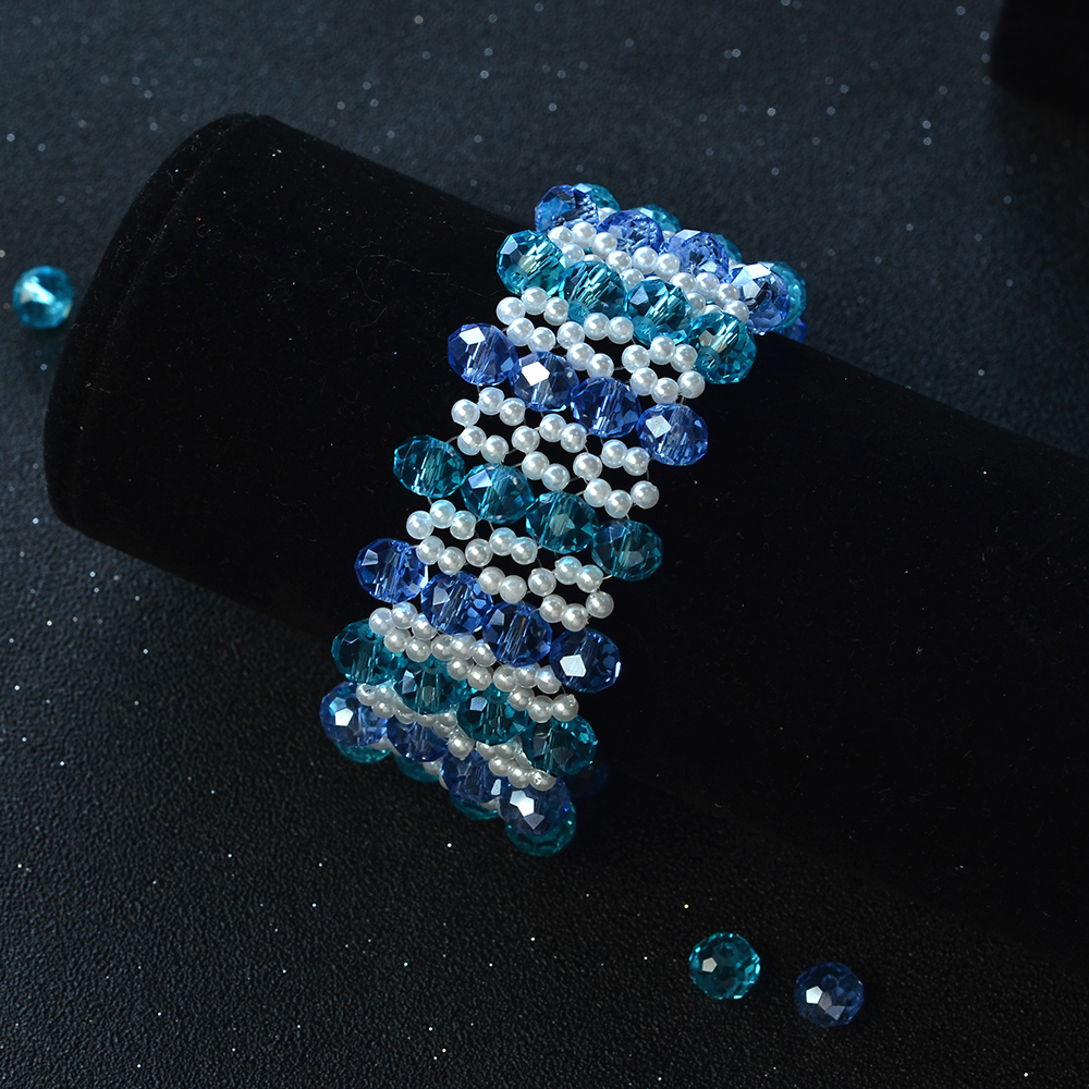 Браслет из хрустальных бусин с акриловыми бусинами из искусственного жемчуга-6