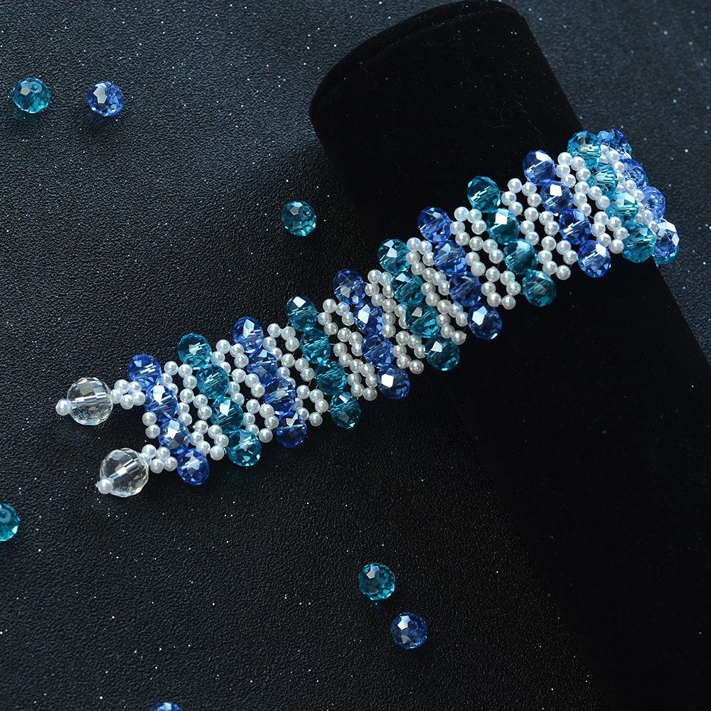 Браслет из хрустальных бусин с акриловыми бусинами из искусственного жемчуга-8