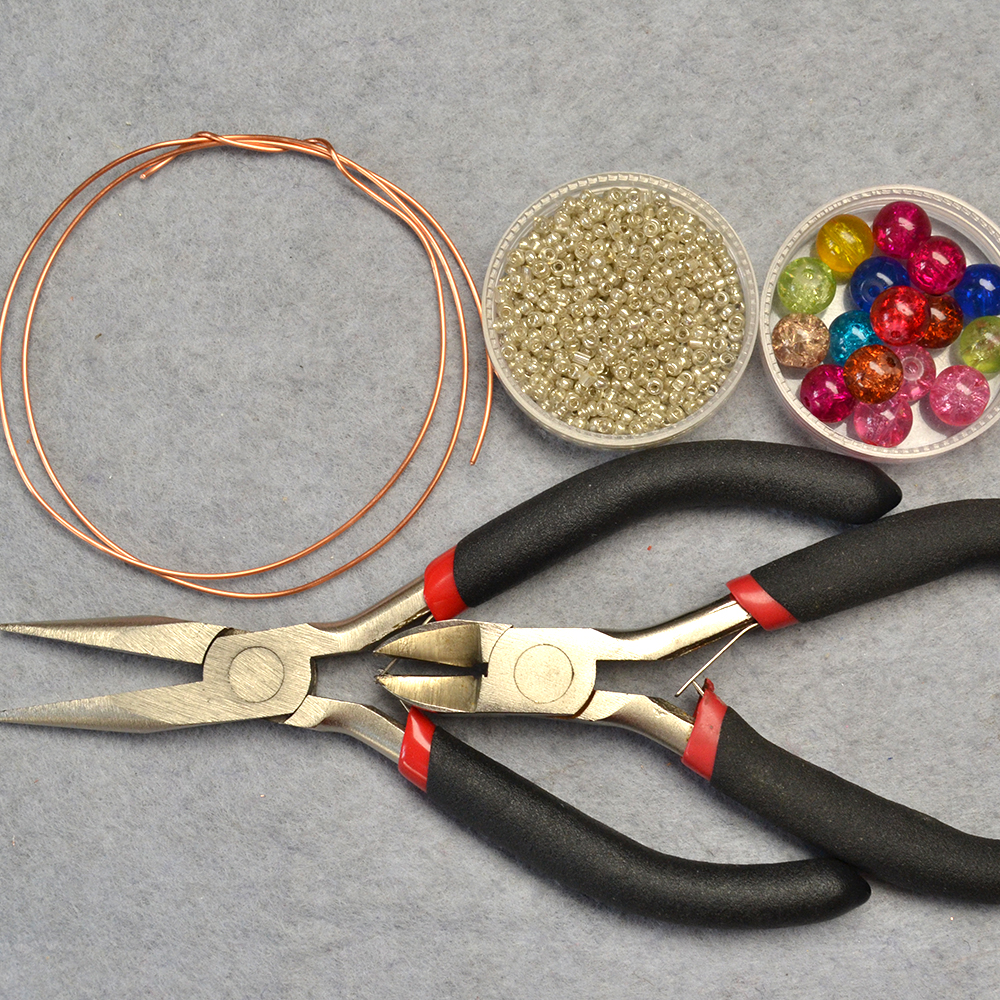 Кольца из проволоки с кракле-бусами-2