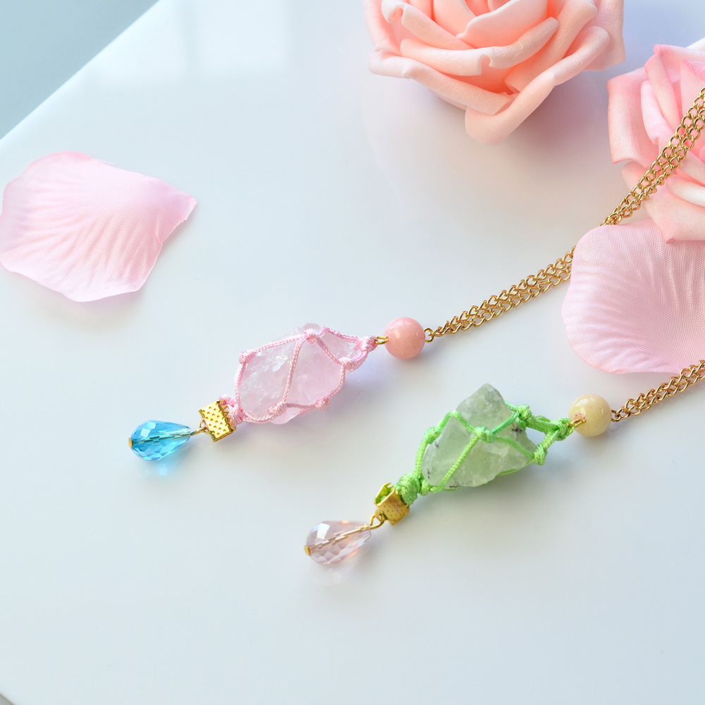 Ожерелье с кулоном из грубых самородков из драгоценных камней-1