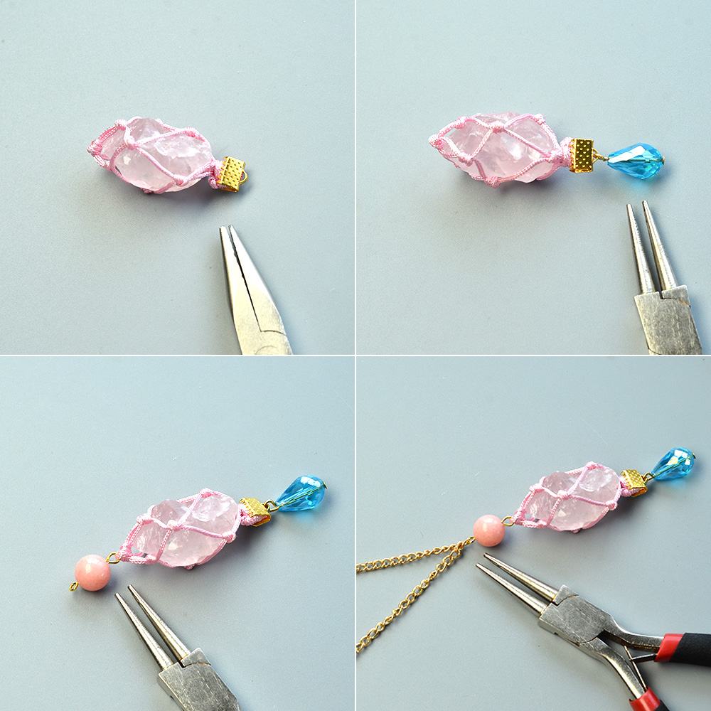 Ожерелье с кулоном из грубых самородков из драгоценных камней-4