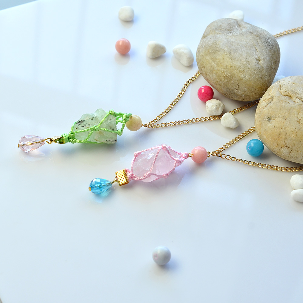 Ожерелье с кулоном из грубых самородков из драгоценных камней-5