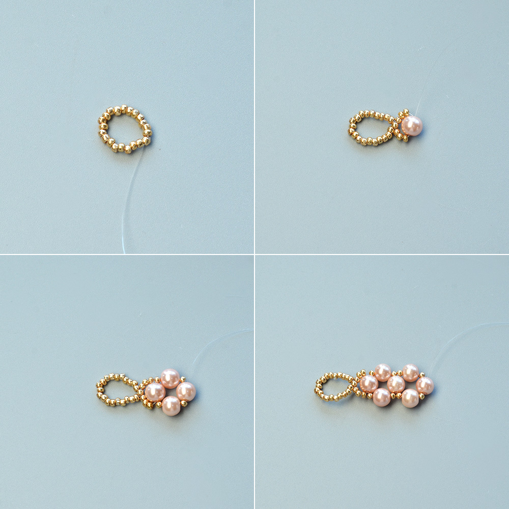 Браслет-манжета с розовыми жемчужными бусинами и белыми стеклянными бусинами-3